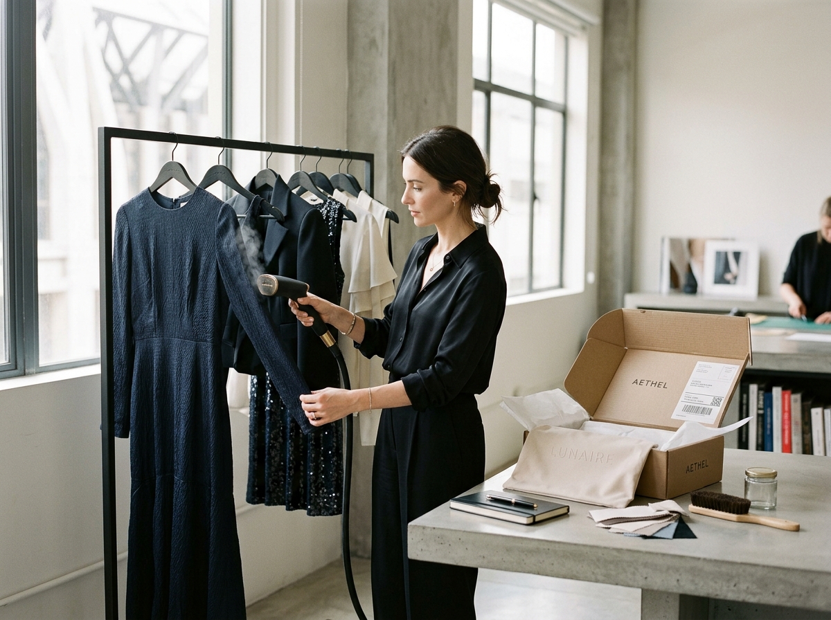 Recepción, desempaque y vaporizado textil en estudio Coyoacán